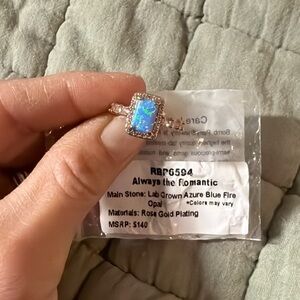 Rose Gold Plated Azure Blue Fire Opal Ring